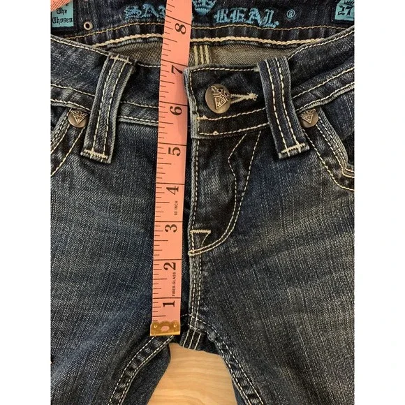 Sang Real By Miss Me Women's Size 27 Bootcut Flare Selvedge Denim Jeans Y2K - Picture 9 of 11